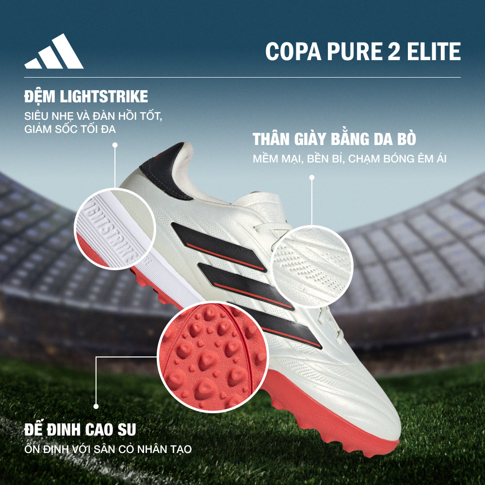 Giày Đá Bóng Unisex Adidas Copa Pure 2 Elite Tf (Dành Cho Sân Cỏ Nhân Tạo) - Trắng - Supersports Vietnam