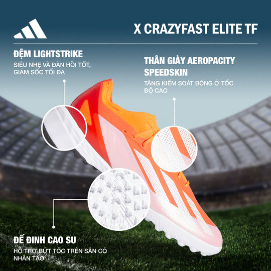 Giày Đá Bóng Unisex Adidas X Crazyfast Elite Turf (Dành Cho Sân Cỏ Nhân Tạo) - Cam