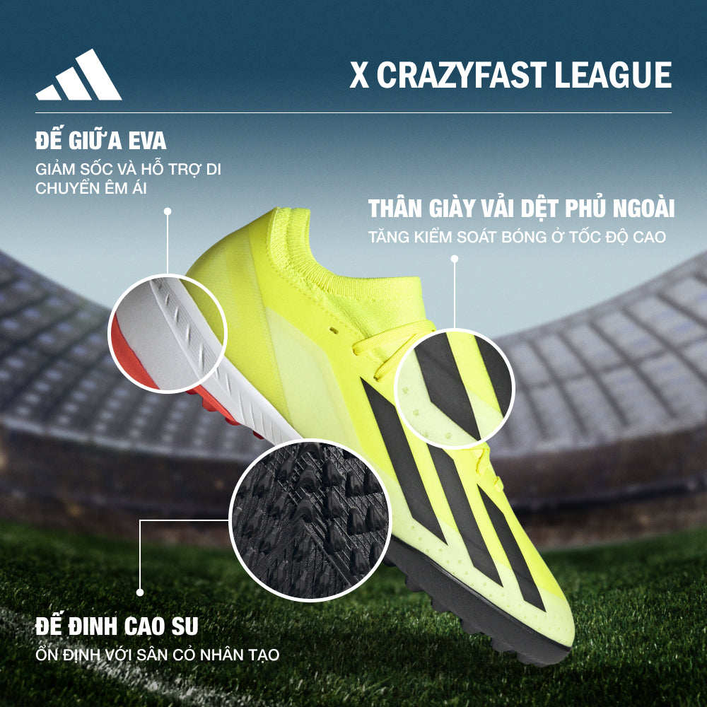 Giày Bóng Đá Unisex Adidas X Crazyfast League Tf (Dành Cho Sân Cỏ Nhân Tạo) - Vàng - Supersports Vietnam