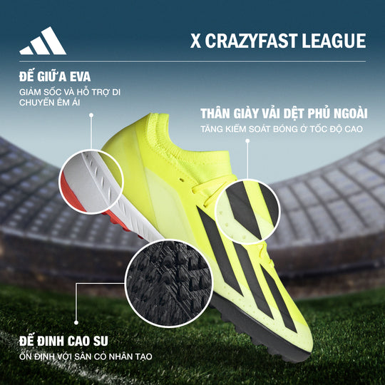 Giày Bóng Đá Unisex Adidas X Crazyfast League Tf (Dành Cho Sân Cỏ Nhân Tạo) - Vàng