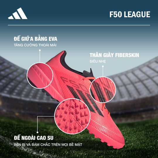 Giày Đá Bóng Dành Cho Sân Cỏ Nhân Tạo Unisex Adidas F50 League - Hồng