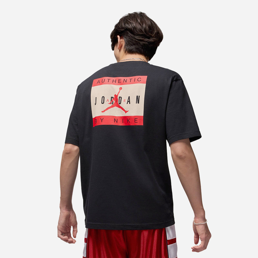 Áo Thun Nam Nike Jordan Brand Authentic Short Sleeve Crew - Đen - Supersports Vietnam