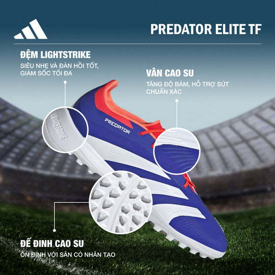 Giày Đá Bóng Unisex Adidas Predator Elite Turf (Dành Cho Sân Cỏ Nhân Tạo) - Xanh Dương