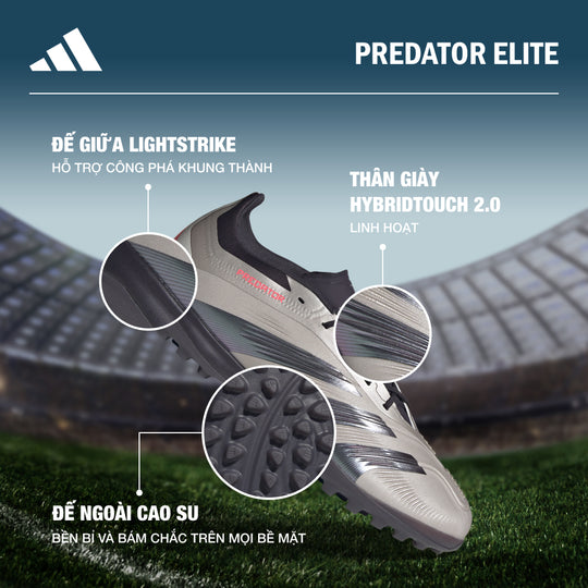 Giày Đá Bóng Dành Cho Sân Cỏ Nhân Tạo Unisex Adidas Predator Elite - Xám