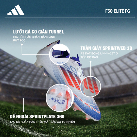 Giày Đá Bóng Nam Adidas F50 Elite Firm Ground (Dành Cho Sân Cỏ Tự Nhiên) - Xanh Dương