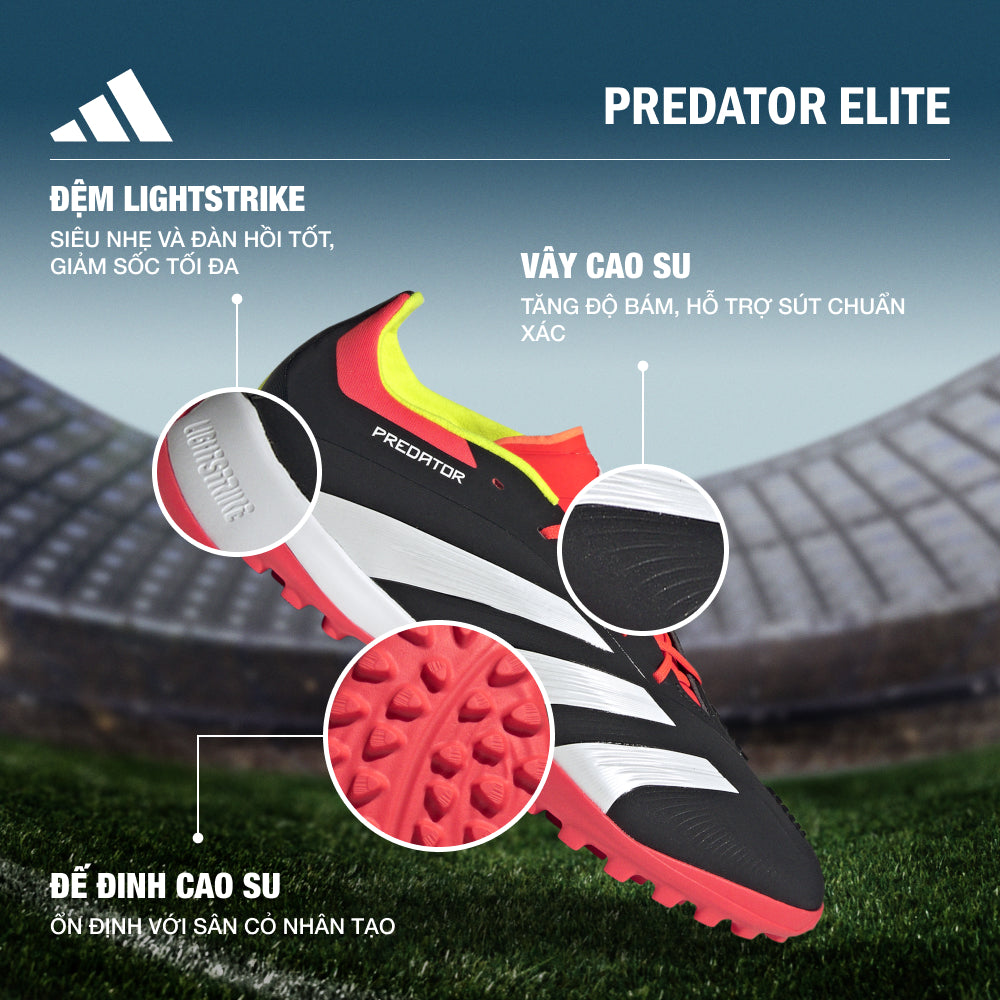 Giày Đá Bóng Unisex Adidas Predator Elite Tf (Dành Cho Sân Cỏ Nhân Tạo) - Đen - Supersports Vietnam