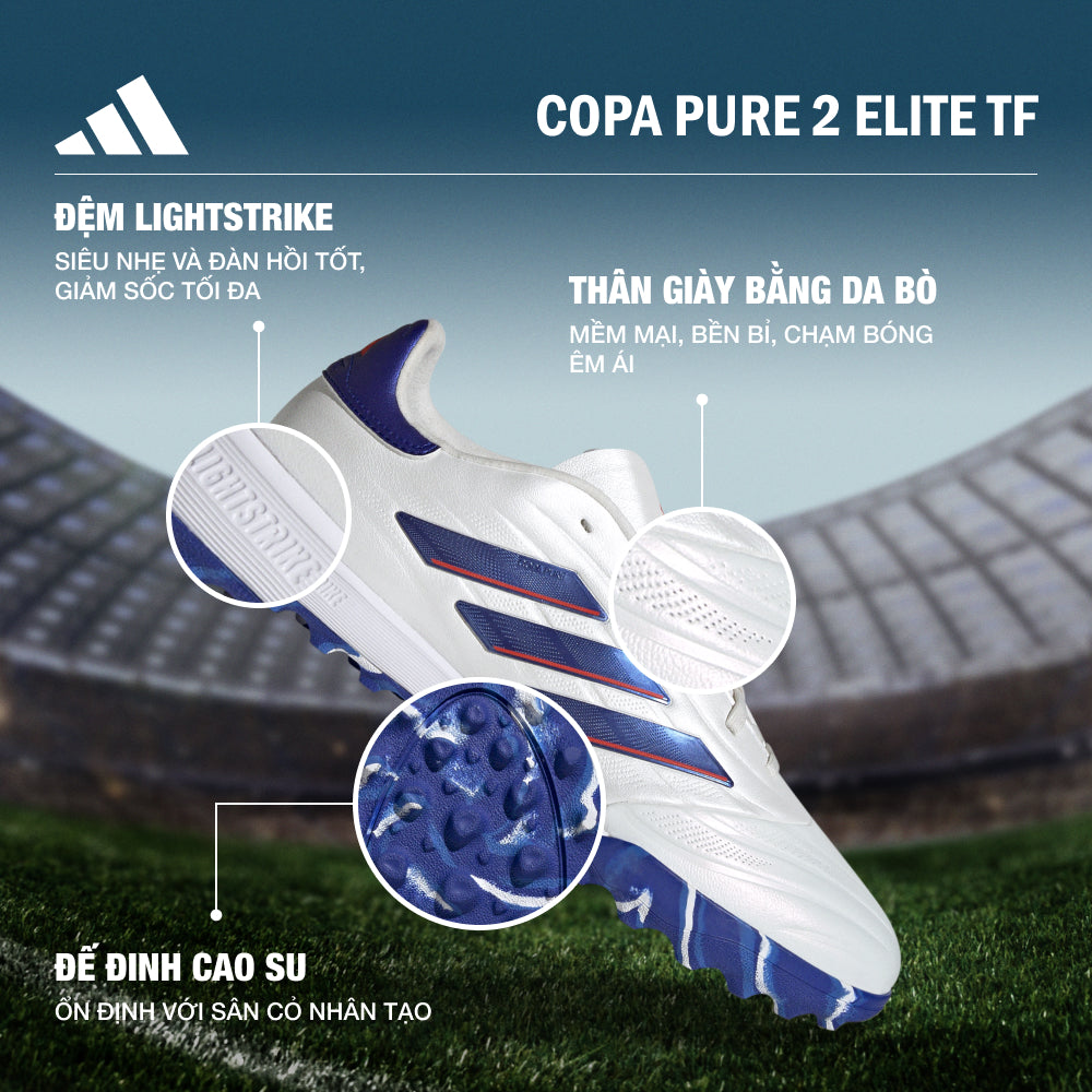 Giày Đá Bóng Unisex Adidas Copa Pure 2 Elite Turf (Dành Cho Sân Cỏ Nhân Tạo) - Trắng - Supersports Vietnam