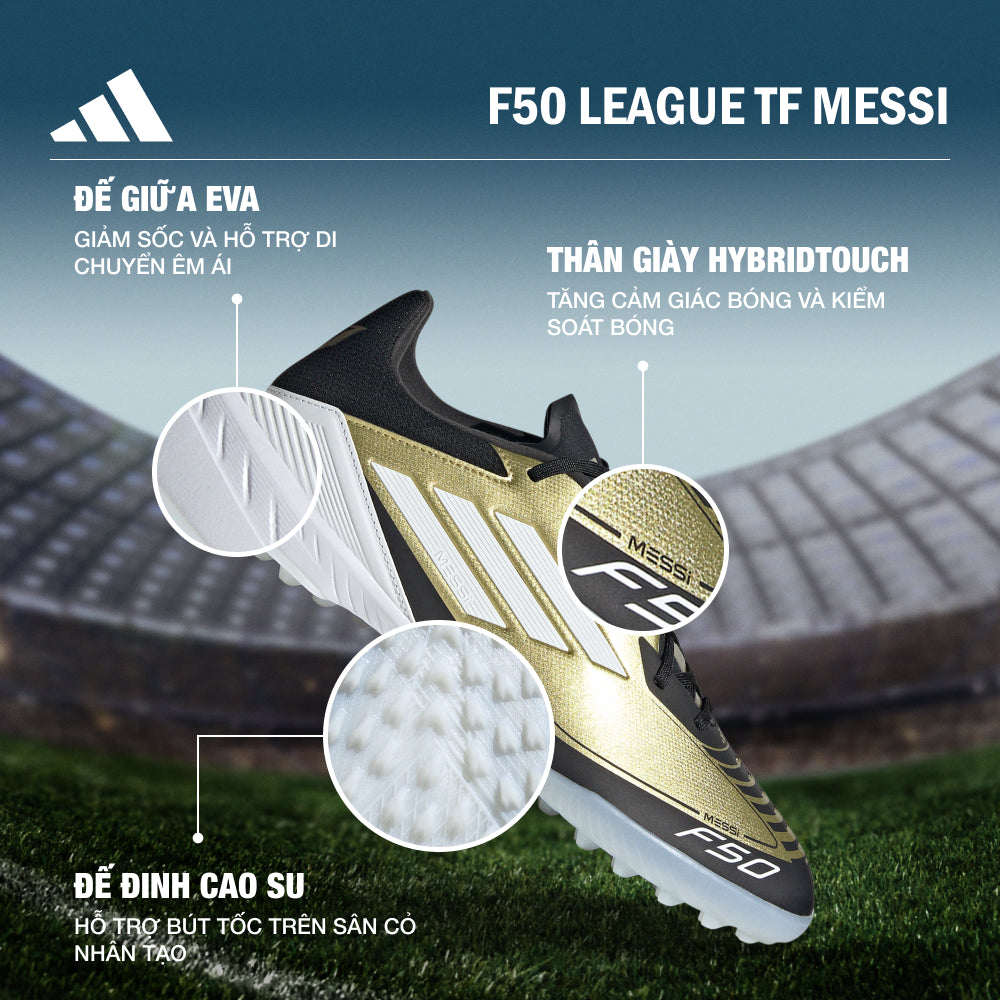 Giày Đá Bóng Unisex Adidas F50 League Turf Messi (Dành Cho Sân Cỏ Nhân Tạo) - Vàng - Supersports Vietnam