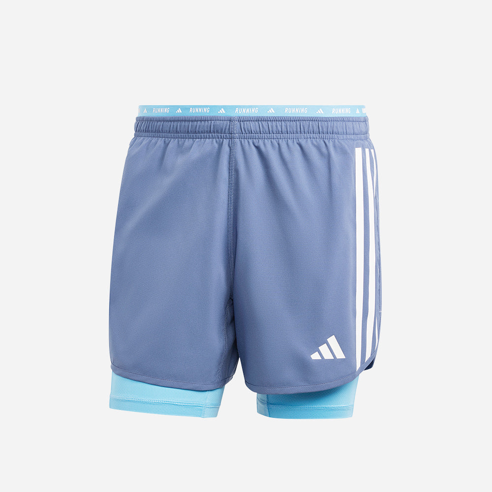 Quần Ngắn Nam Adidas Own The Run 3-Stripes 2-In-1 - Xanh Dương - Supersports Vietnam