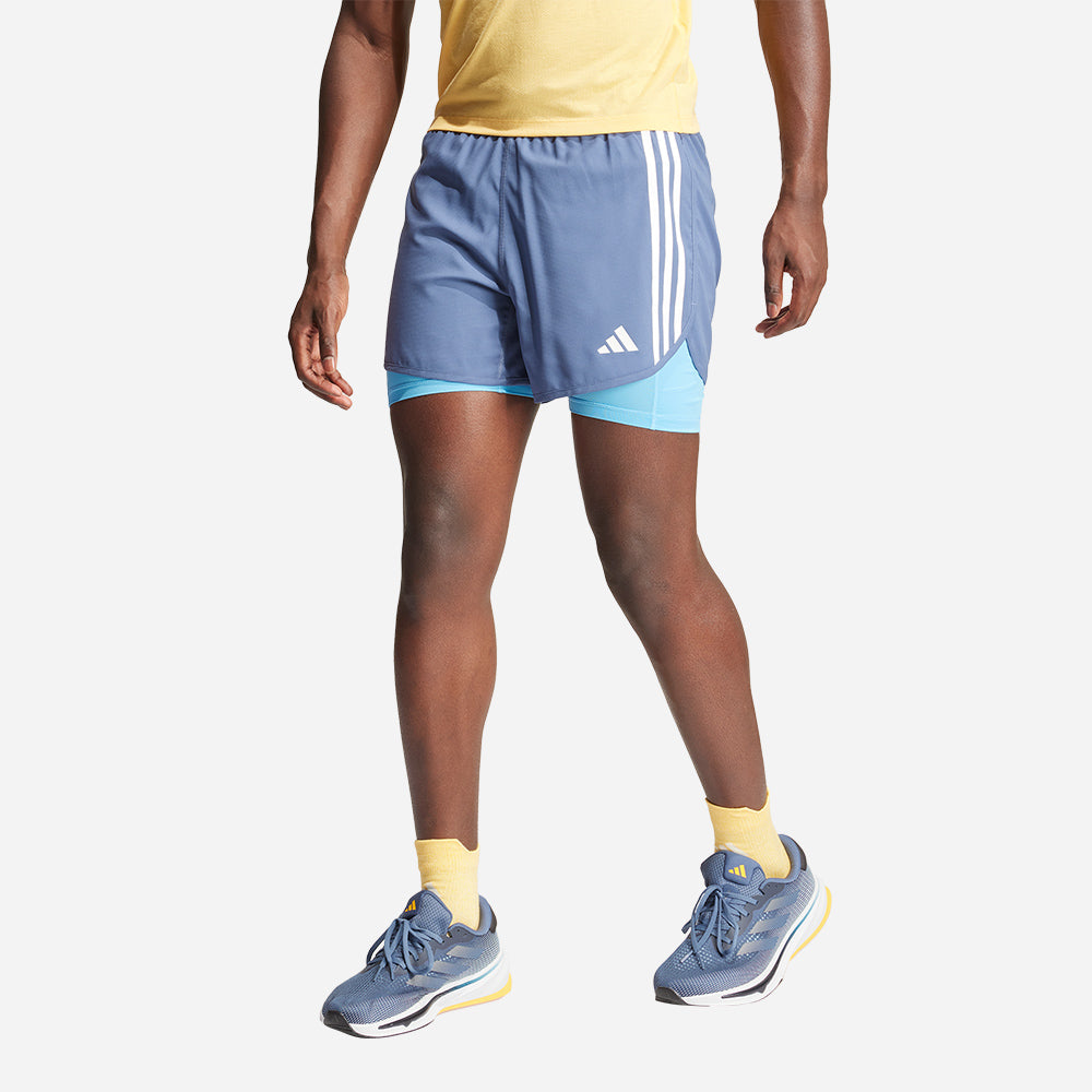 Quần Ngắn Nam Adidas Own The Run 3-Stripes 2-In-1 - Xanh Dương - Supersports Vietnam