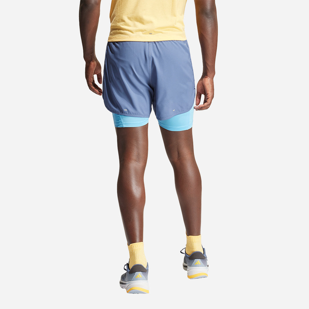 Quần Ngắn Nam Adidas Own The Run 3-Stripes 2-In-1 - Xanh Dương - Supersports Vietnam