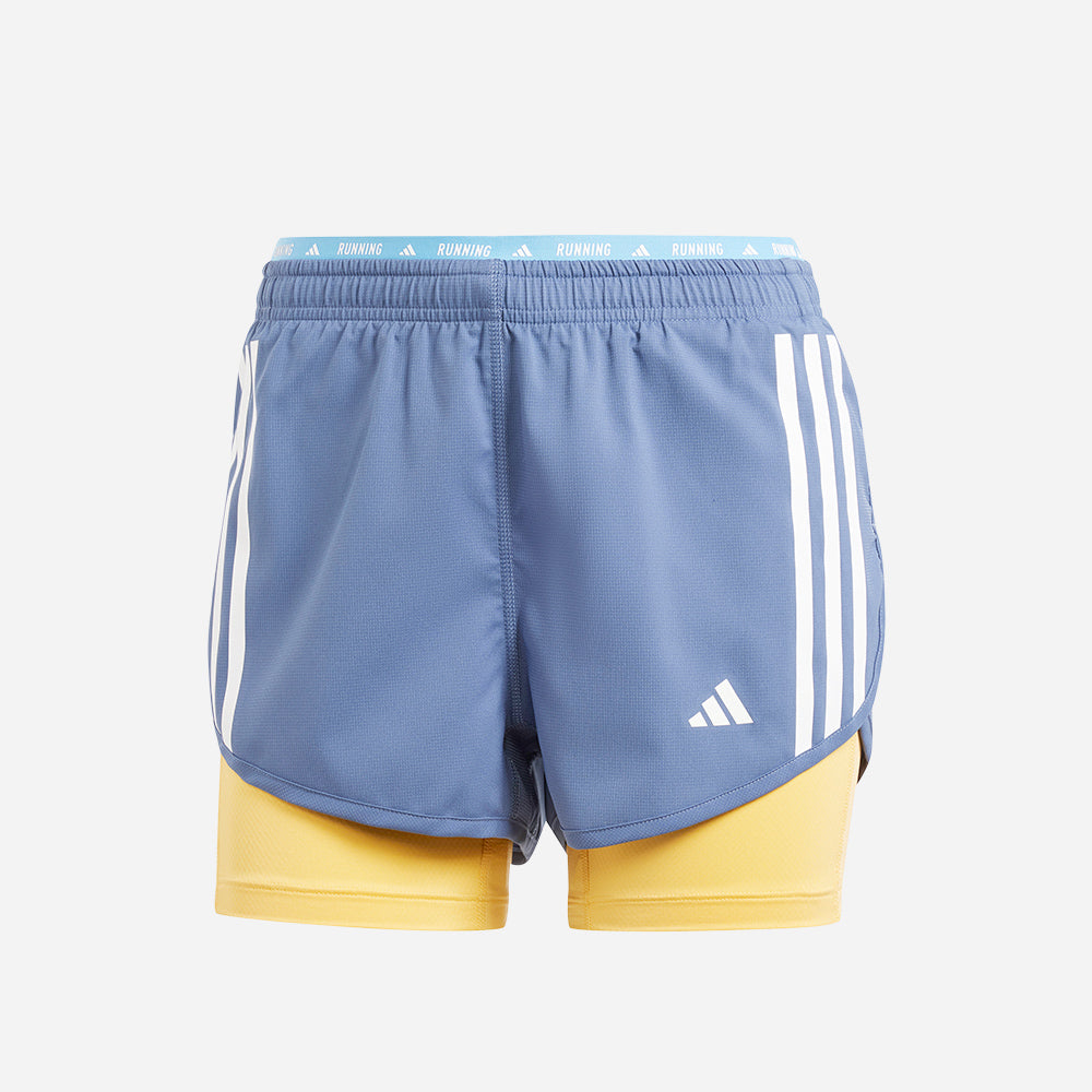 Quần Ngắn Nữ Adidas Own The Run 3-Stripes 2-In-1 - Xanh Dương - Supersports Vietnam