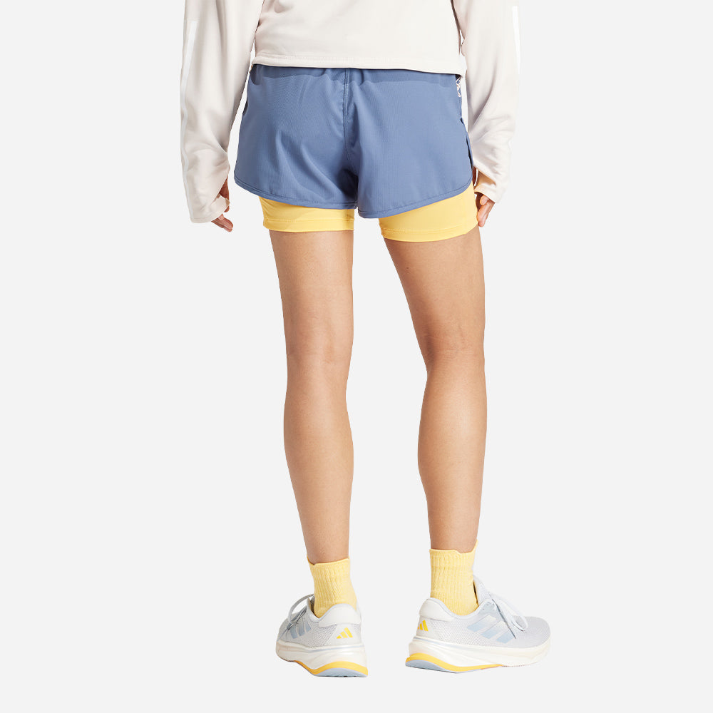 Quần Ngắn Nữ Adidas Own The Run 3-Stripes 2-In-1 - Xanh Dương - Supersports Vietnam
