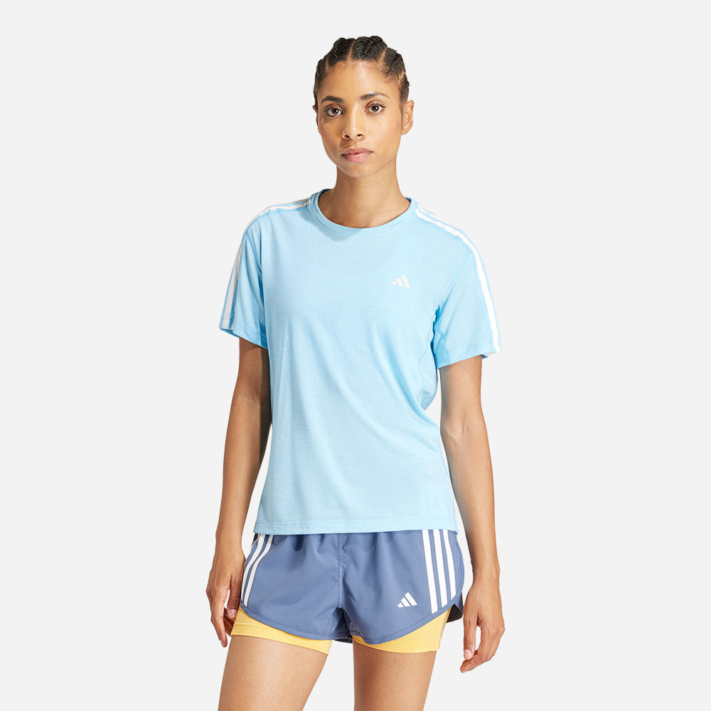 Áo Tay Ngắn Nữ Adidas Own The Run 3-Stripes - Xanh Dương - Supersports Vietnam