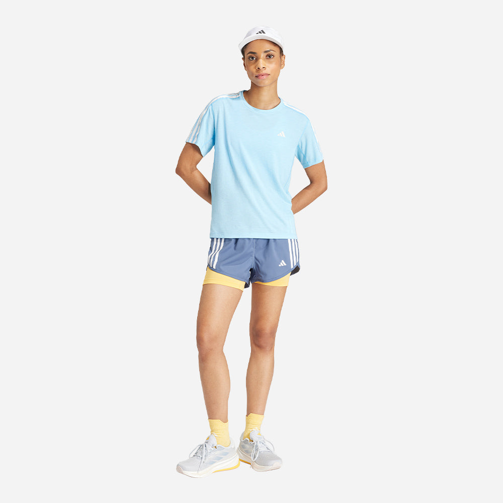 Áo Tay Ngắn Nữ Adidas Own The Run 3-Stripes - Xanh Dương - Supersports Vietnam