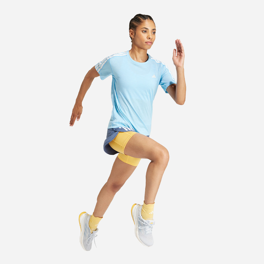 Áo Tay Ngắn Nữ Adidas Own The Run 3-Stripes - Xanh Dương - Supersports Vietnam