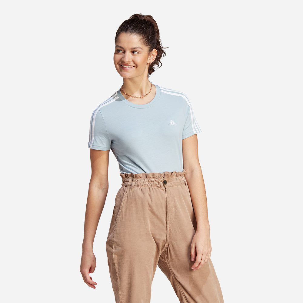 Áo Thun Nữ Adidas Essentials Slim 3-Stripes - Xanh Dương - Supersports Vietnam