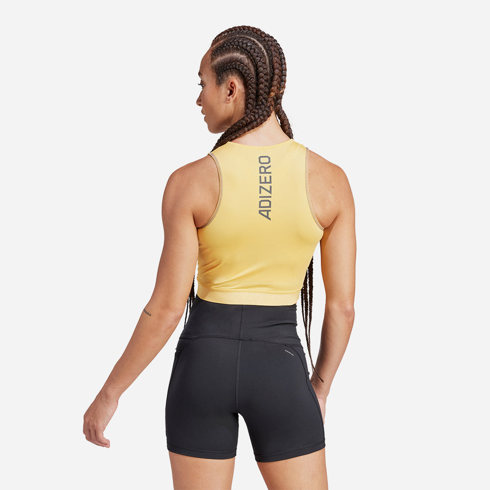 Áo Ba Lỗ Nữ Adidas Adizero Running Crop - Vàng - Supersports Vietnam
