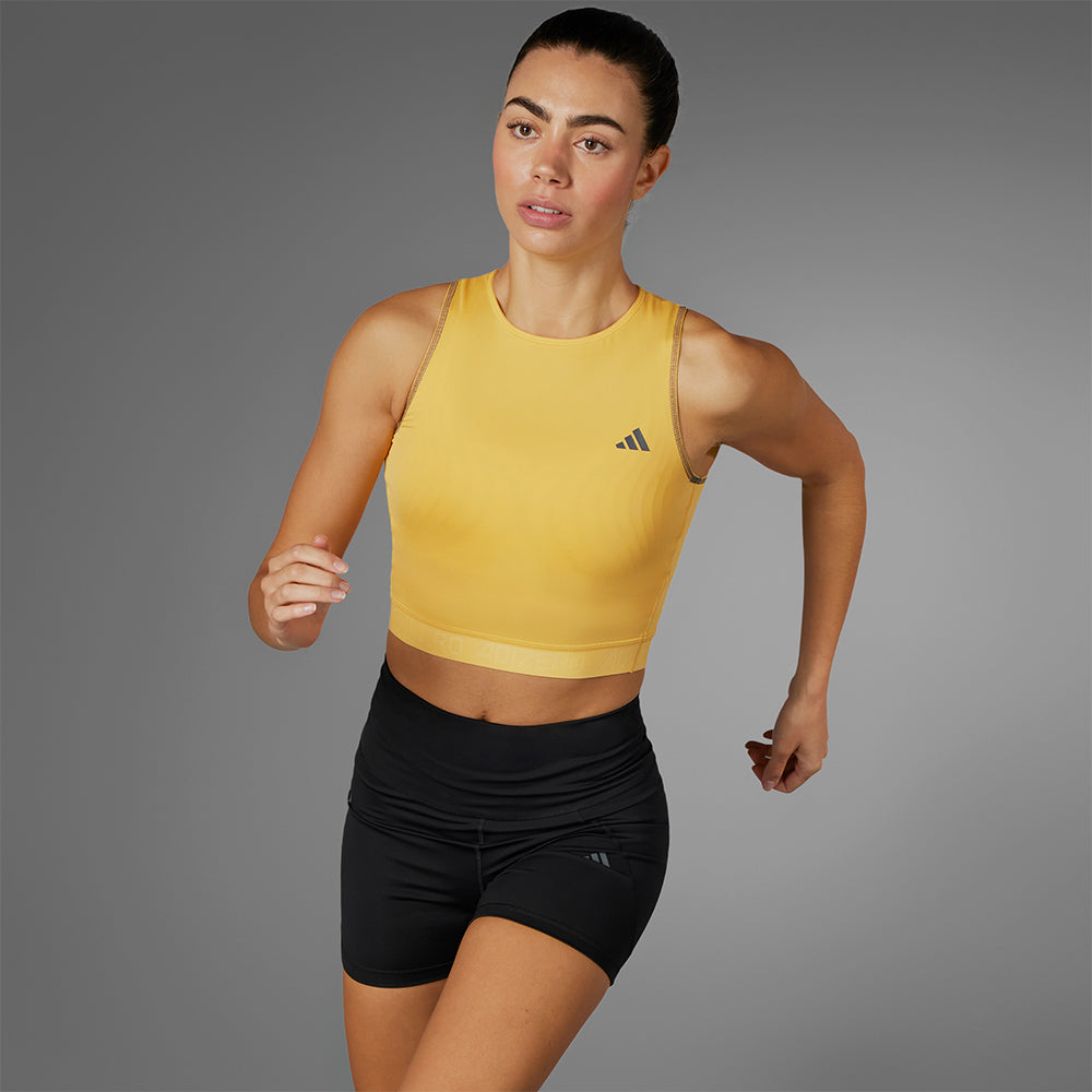 Áo Ba Lỗ Nữ Adidas Adizero Running Crop - Vàng - Supersports Vietnam