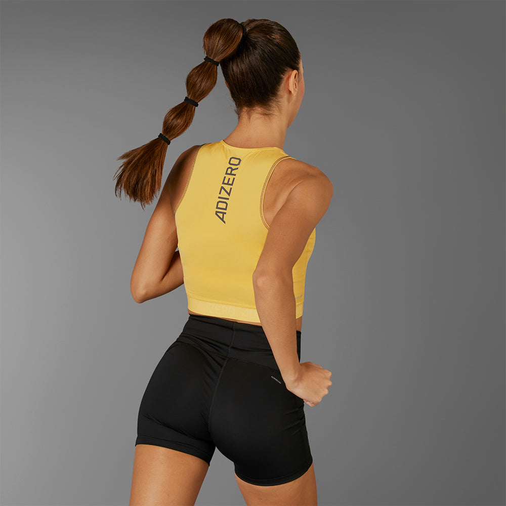 Áo Ba Lỗ Nữ Adidas Adizero Running Crop - Vàng - Supersports Vietnam