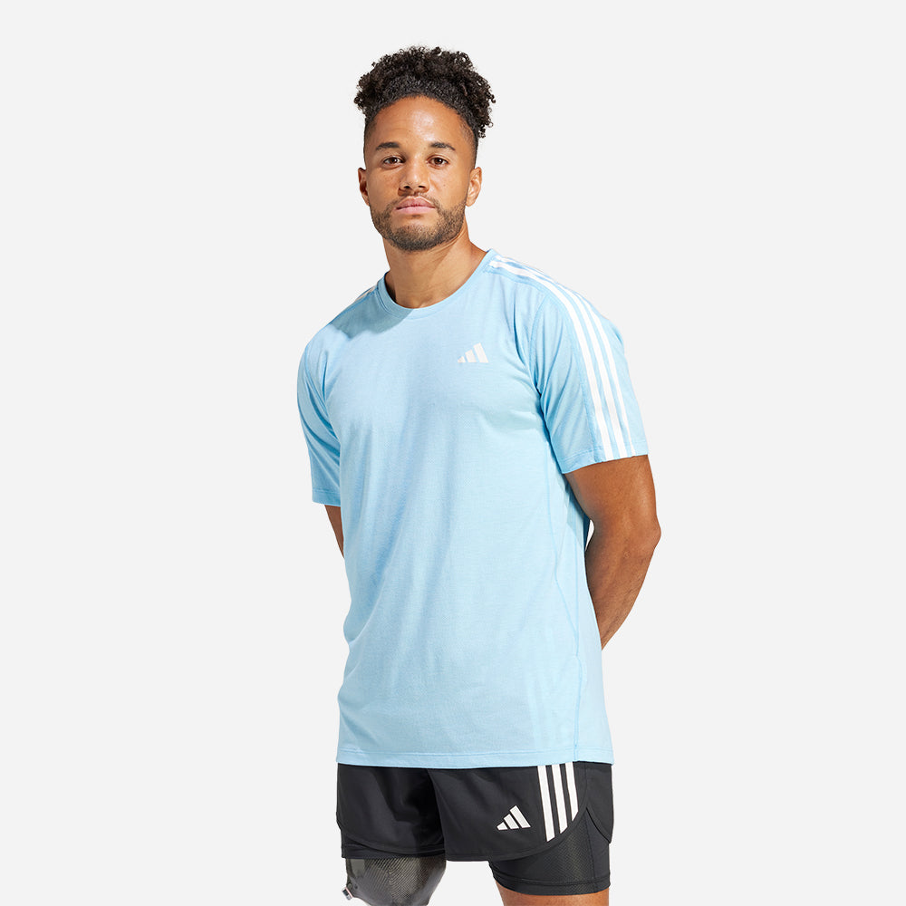 Áo Thun Nam Adidas Own The Run 3-Stripes - Xanh Dương - Supersports Vietnam