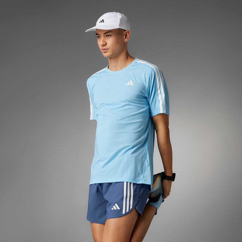 Áo Thun Nam Adidas Own The Run 3-Stripes - Xanh Dương - Supersports Vietnam