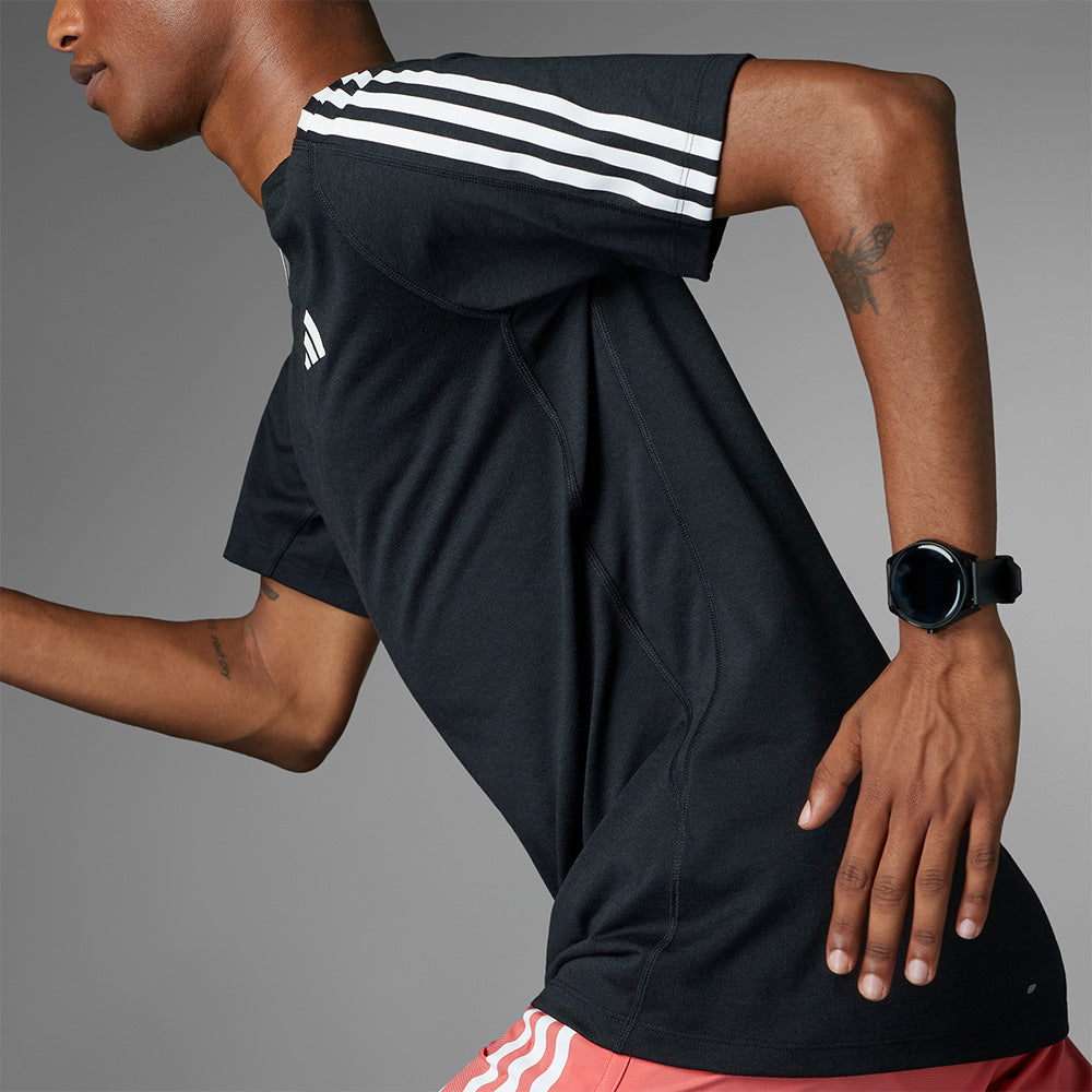 Áo Thun Nam Adidas Own The Run 3-Stripes - Đen - Supersports Vietnam