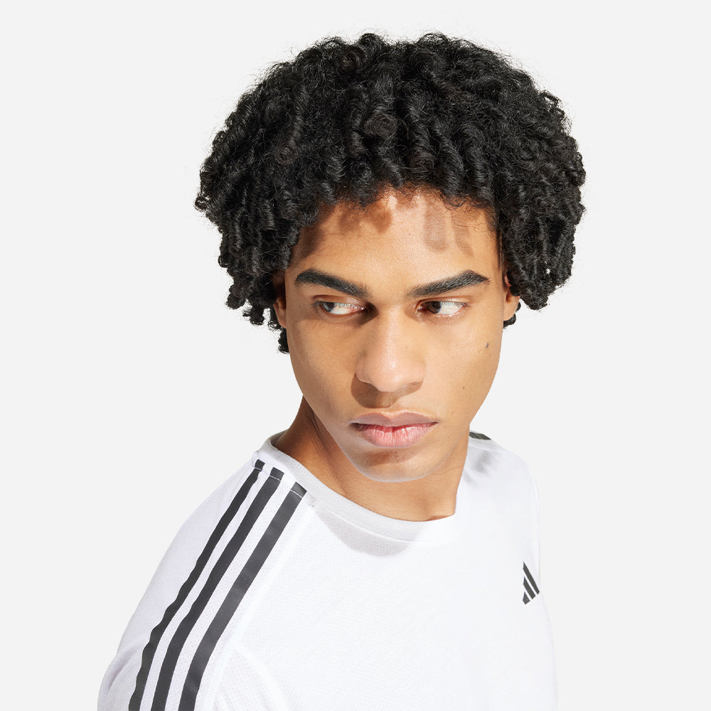 Áo Thun Tay Ngắn Nam Adidas Own The Run 3-Stripes - Trắng - Supersports Vietnam
