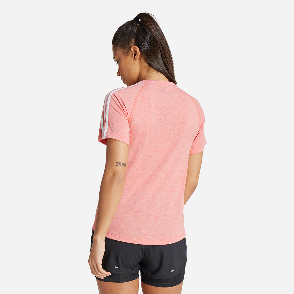 Áo Tay Ngắn Nữ Adidas Own The Run Essential 3-Stripes - Hồng - Supersports Vietnam