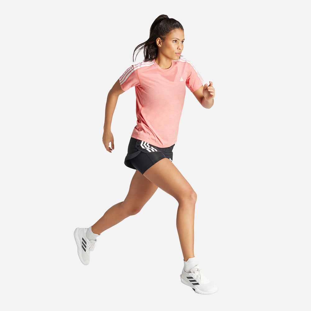 Áo Tay Ngắn Nữ Adidas Own The Run Essential 3-Stripes - Hồng - Supersports Vietnam