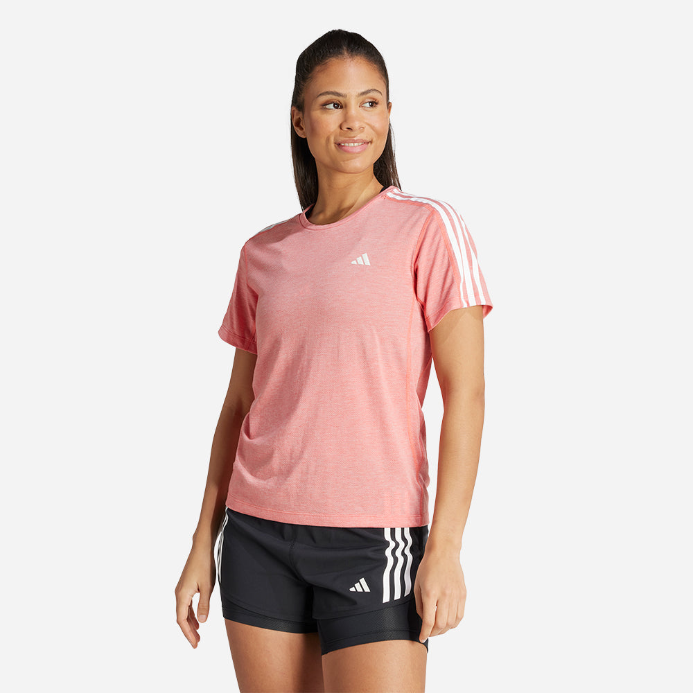 Áo Tay Ngắn Nữ Adidas Own The Run Essential 3-Stripes - Hồng - Supersports Vietnam