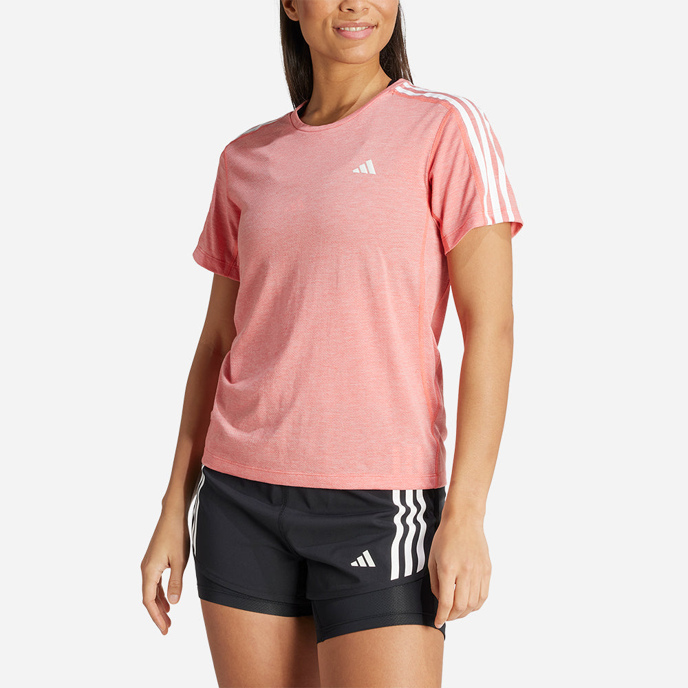Áo Tay Ngắn Nữ Adidas Own The Run Essential 3-Stripes - Hồng - Supersports Vietnam