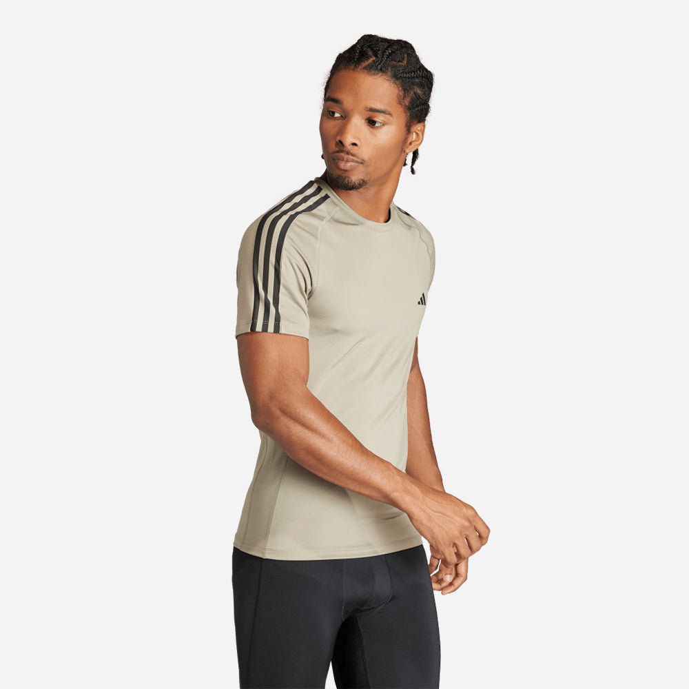 Áo Thun Nam Adidas Techfit 3-Stripes - Xám - Supersports Vietnam