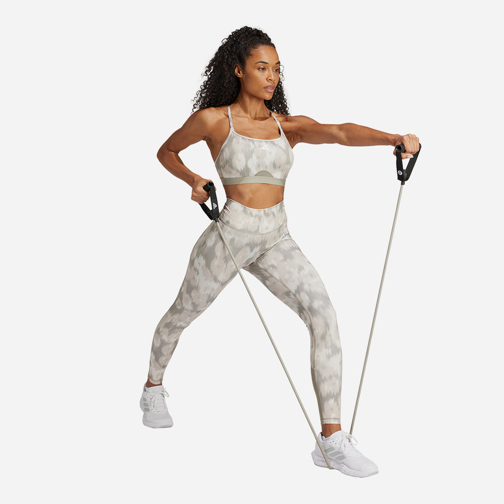 Áo Bra Thể Thao Nữ Adidas Aeroreact Training Essentials Allover Print - Xám - Supersports Vietnam