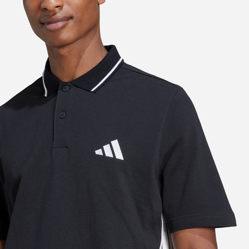 Áo Polo Nam Adidas Essentials 3-Stripes Piqué - Đen - Supersports Vietnam