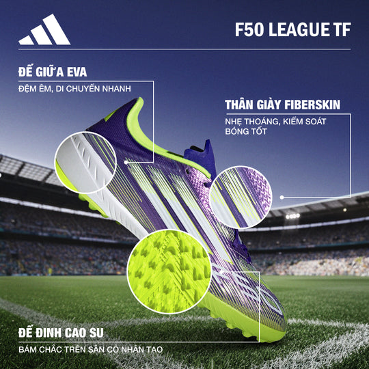 Giày Đá Bóng Sân Cỏ Nhân Tạo Nam Adidas F50 League - Tím