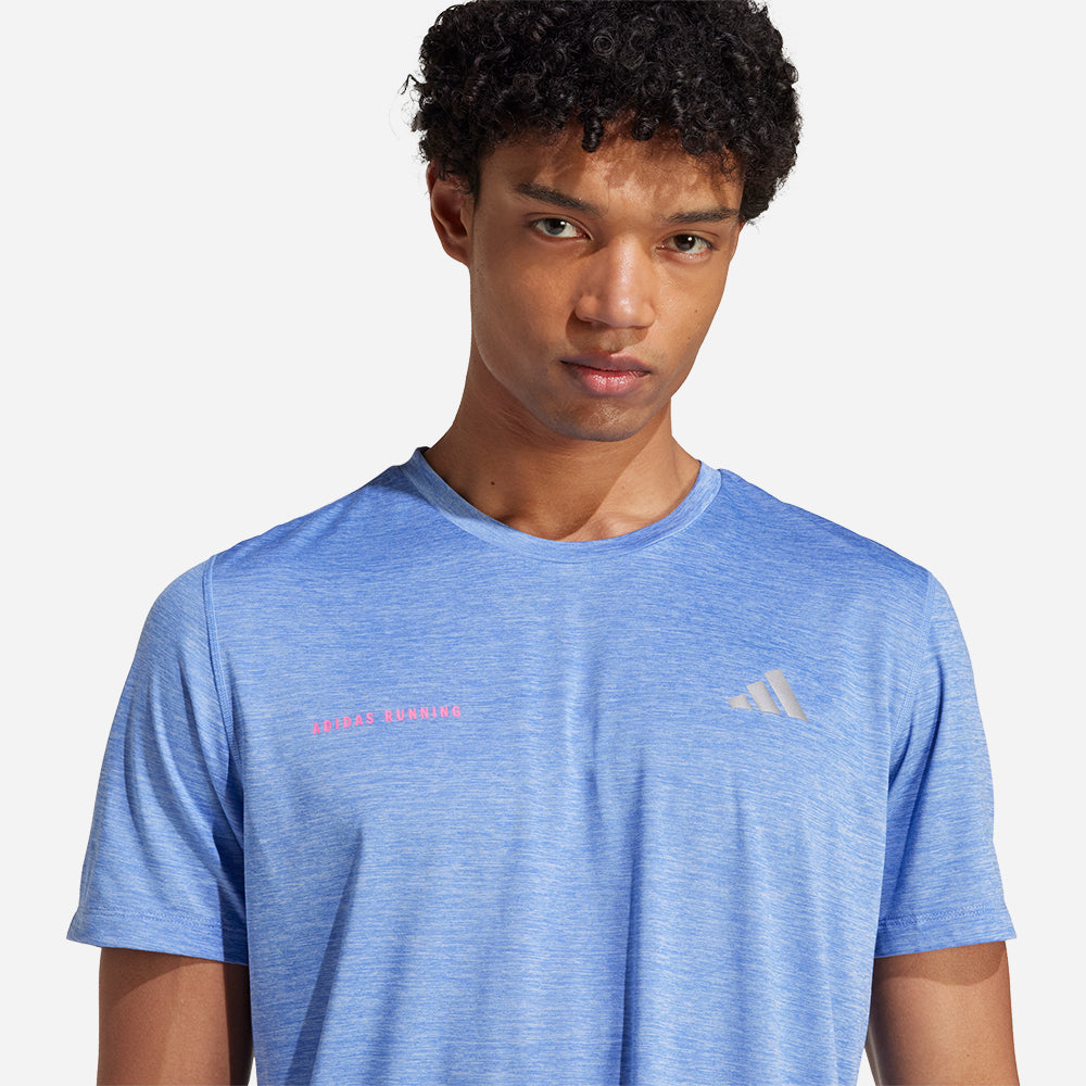 Áo Thun Nam Adidas Own The Run Melange - Xanh Dương - Supersports Vietnam
