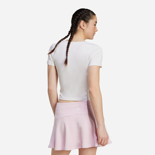 Áo Thun Nữ Adidas Seasonal Essentials 3-Stripes Crop - Trắng