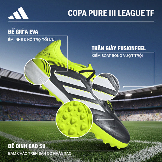 Giày Đá Bóng Sân Cỏ Nhân Tạo Nam Adidas Copa Pure Iii League - Đen