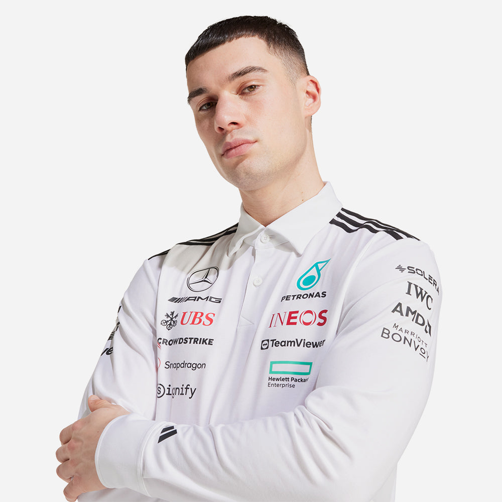 Áo Polo Nam Adidas Mercedes Long Sleeve - Trắng - Supersports Vietnam
