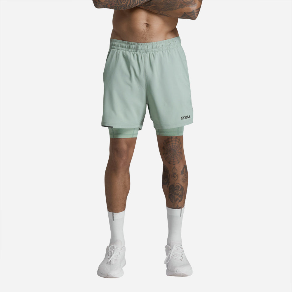 Quần Ngắn Nam 2XU Aero Mesh 2-In-1 5 Inch - Xanh Mint - Supersports Vietnam