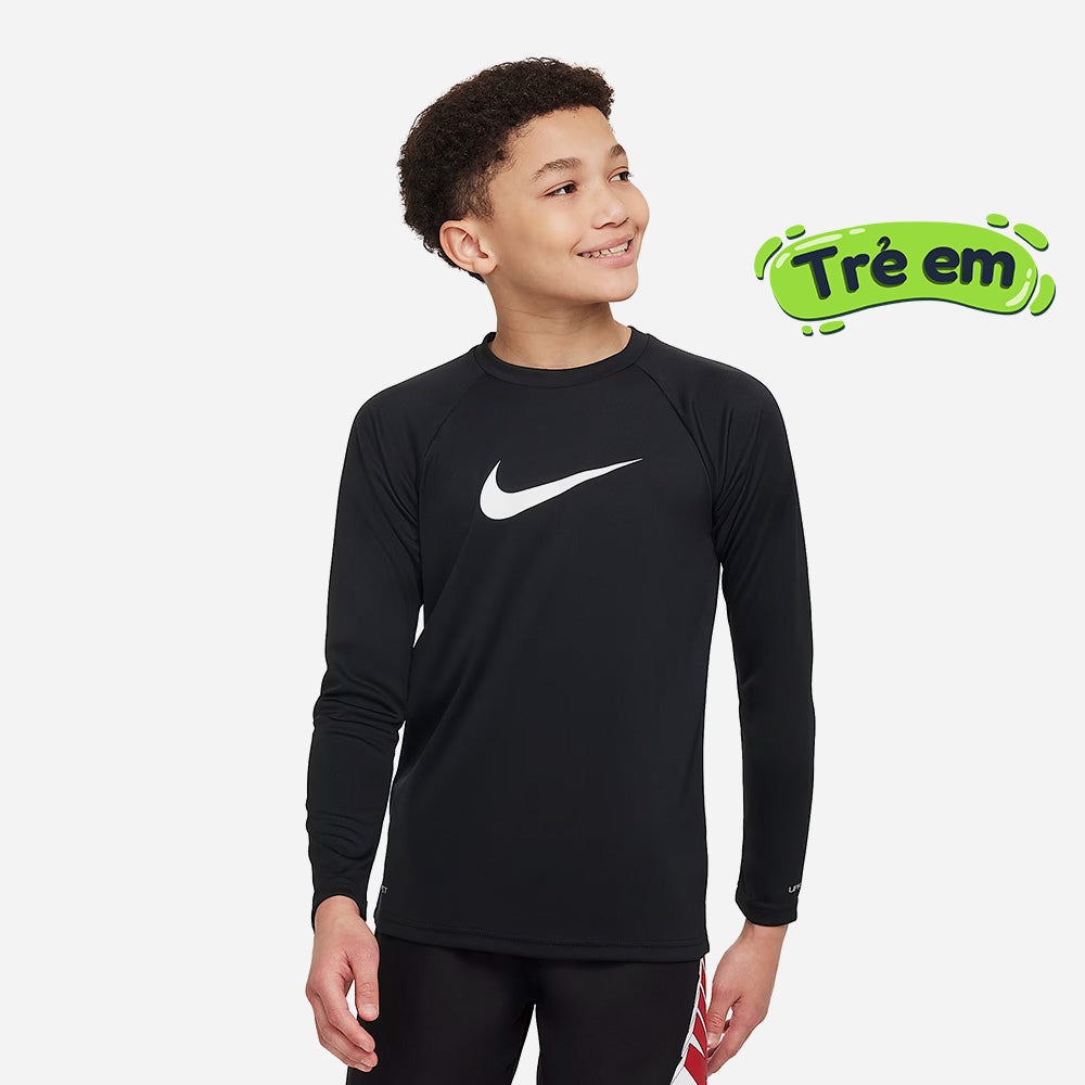 Áo Bơi Thể Thao Bé Trai Nike Swim Long Sleeve Hydroguard - Đen - Supersports Vietnam