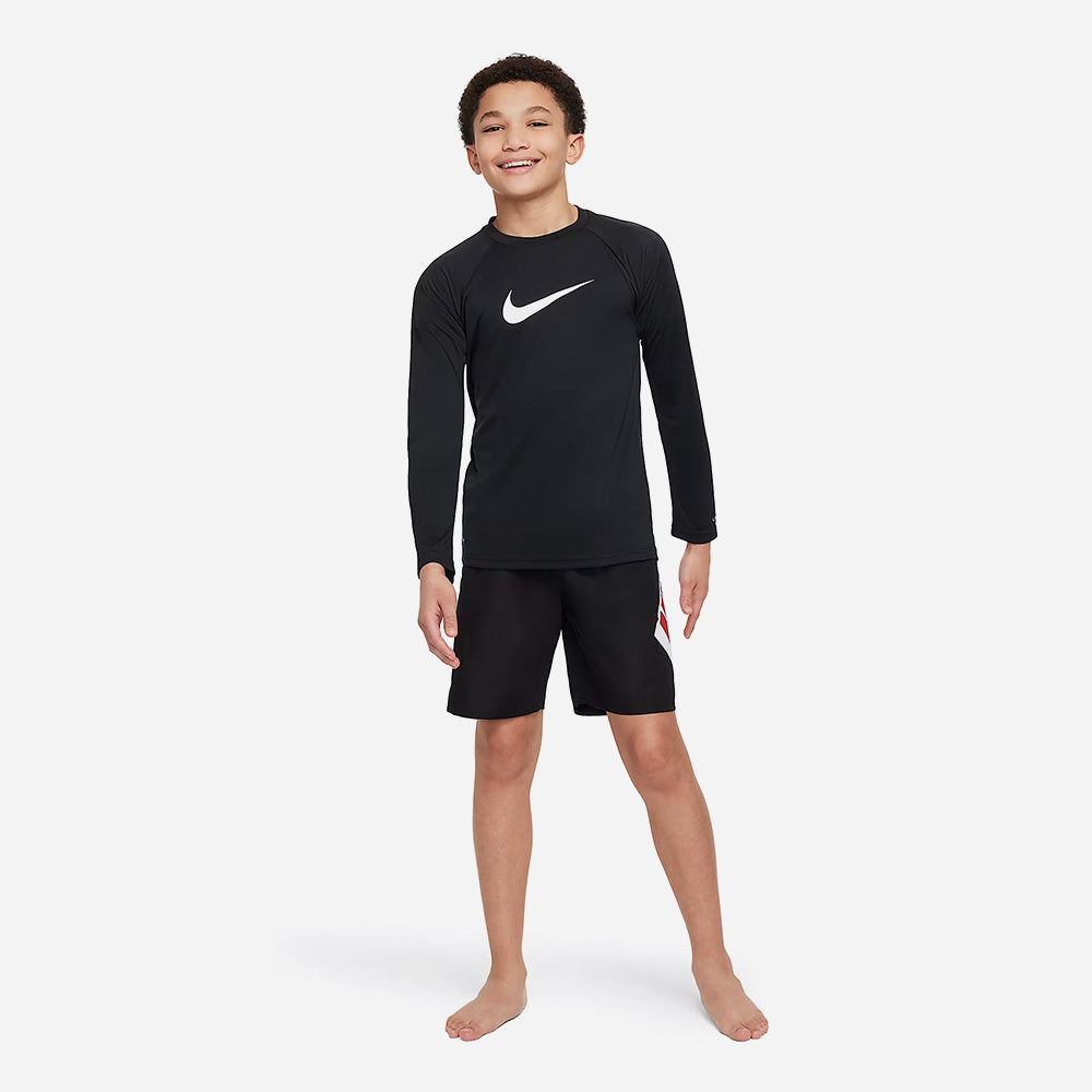 Áo Bơi Thể Thao Bé Trai Nike Swim Long Sleeve Hydroguard - Đen - Supersports Vietnam