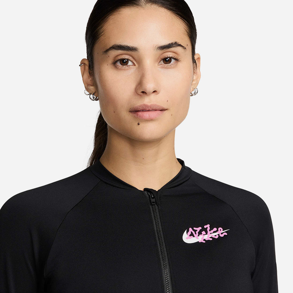 Áo Bơi Nữ Nike Swim Logo Long Sleeve Zip Hydroguard - Đen - Supersports Vietnam