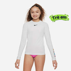 Áo Bơi Bé Gái Nike Swim Long Sleeve Hydroguard - Trắng - Supersports Vietnam