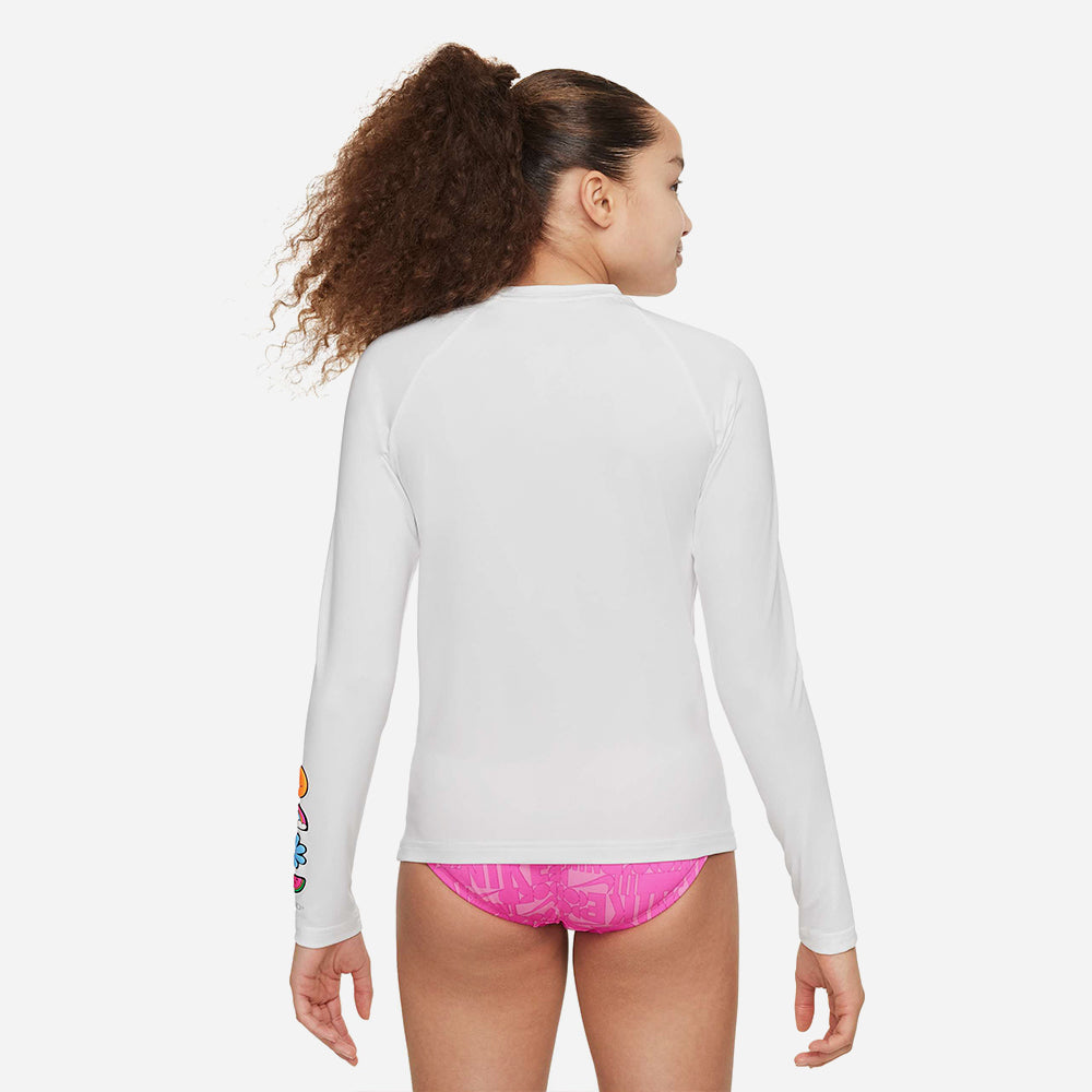 Áo Bơi Bé Gái Nike Swim Long Sleeve Hydroguard - Trắng - Supersports Vietnam