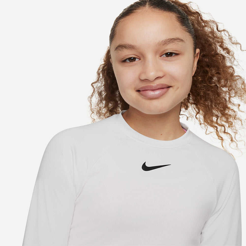 Áo Bơi Bé Gái Nike Swim Long Sleeve Hydroguard - Trắng - Supersports Vietnam