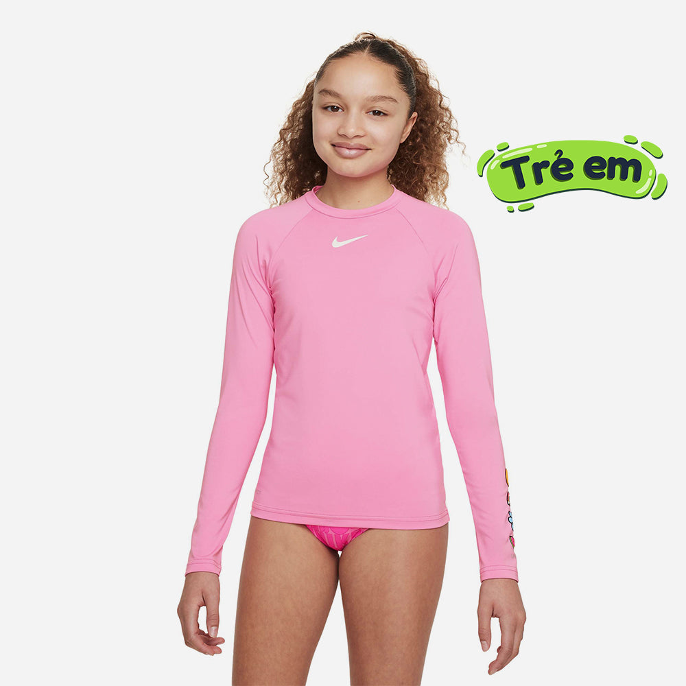 Áo Bơi Bé Gái Nike Swim Long Sleeve Hydroguard - Hồng - Supersports Vietnam