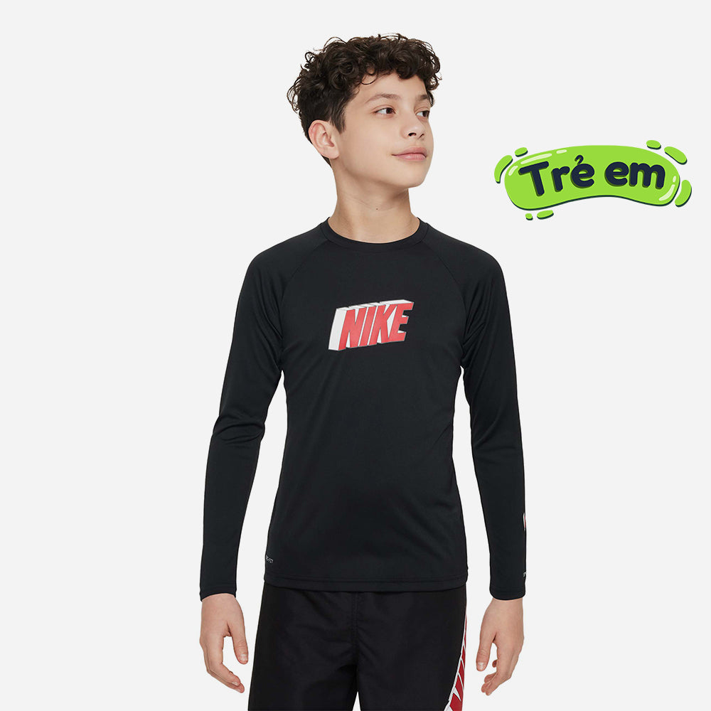 Áo Bơi Bé Trai Nike Young Boys Long Sleeve Hydroguard - Đen - Supersports Vietnam
