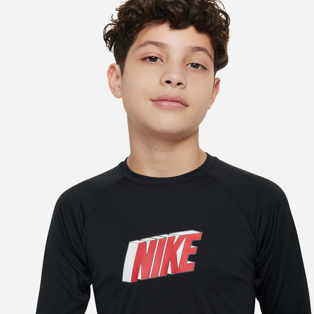Áo Bơi Bé Trai Nike Young Boys Long Sleeve Hydroguard - Đen - Supersports Vietnam